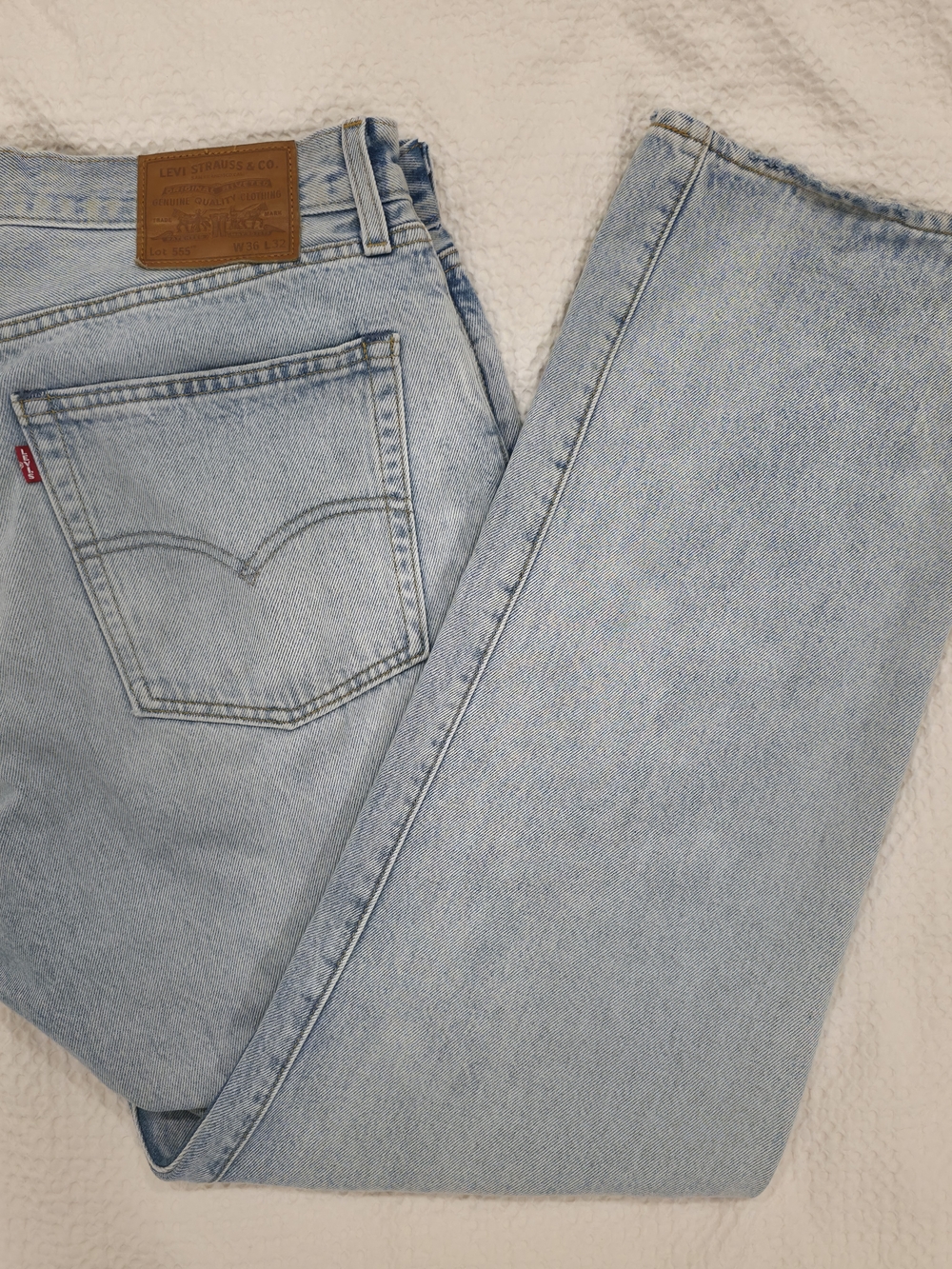 Levi's Premium 555 Men's Light Blue Relaxed Straight Jeans 100% Cotton